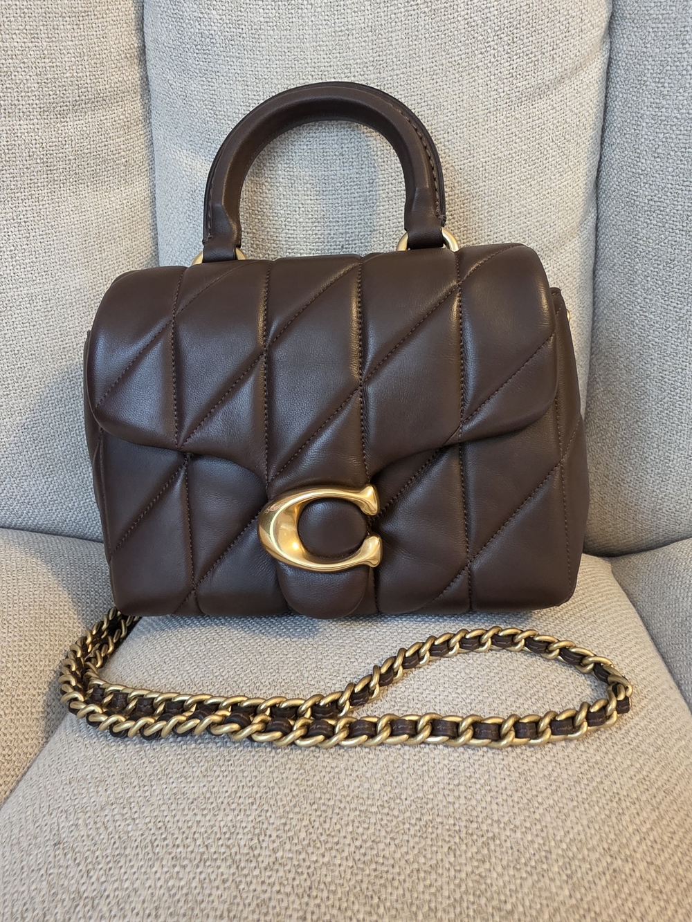 Coach Quilted Tabby Top Handle Bag in Maple